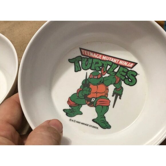 Vintage Teenage Mutant Ninja Turtles Plastic Bowls Lot Of 2 1989 Peter Pan Inc. - Picture 3 of 5